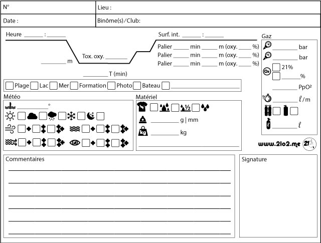 Carnet de plongée Logbook format A5 proposé par 21o2